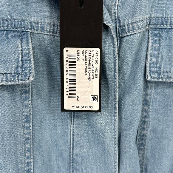 Gianni Bini Charlie Denim Button Down Long Sleeve Jean Romper Womens Size 2 - Picture 8 of 9